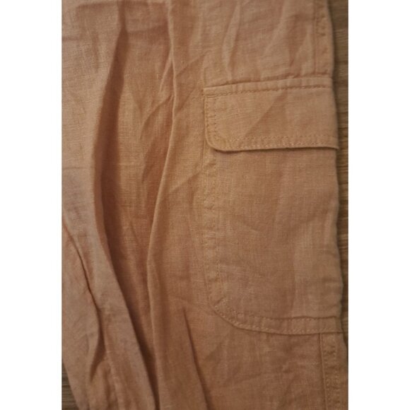 Womens Nicole Miller Linen Pants Cargo Joggers Rust Orange Drawstring Small - Picture 4 of 6